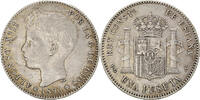 Spanien Peseta Münze, Alfonso XIII, SS+, Silber, KM:706 -