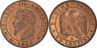 Frankreich Centime Münze, Napoleon III, Bordeaux, UNZ, Bronze -