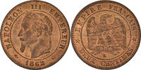 Frankreich 2 Centimes Münze, Napoleon III, Bordeaux, UNZ, Bronze -