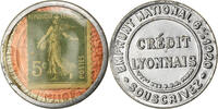 Frankreich 5 Centimes Münze, Credit Lyonnais, Timbre-Monnaie, SS+ -