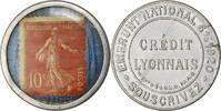 Frankreich 10 Centimes Münze, Credit Lyonnais, Timbre-Monnaie, SS+ -