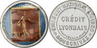 Frankreich 10 Centimes Münze, Credit Lyonnais, Timbre-Monnaie, SS+ -