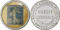Frankreich 25 Centimes Münze, Credit Lyonnais, Timbre-Monnaie, SS+ -