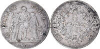 Frankreich 5 Francs Münze, Union et Force, Paris, SS, Silber, KM:639.1 -