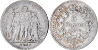 Frankreich 5 Francs Münze, Union et Force, Bayonne, S+, Silber -