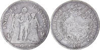 Frankreich 5 Francs Münze, Union et Force, Paris, S, Silber, KM:639.1 -