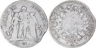 Frankreich 5 Francs Münze, Union et Force, Paris, Clipped, S+, Silber -