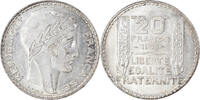 Frankreich 20 Francs Münze, Turin, Paris, VZ+, Silber, KM:879 -