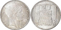 Frankreich 20 Francs Münze, Turin, Paris, VZ+, Silber, KM:879 -