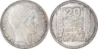 Frankreich 20 Francs Münze, Turin, Paris, UNZ, Silber, KM:879 -