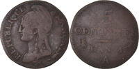 Frankreich 5 Centimes Münze, Dupré, Paris, S, Bronze, KM:635.1 -