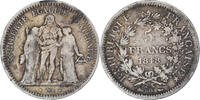 Frankreich 5 Francs Münze, Hercule, Lyon, S, Silber, KM:756.3 -
