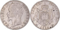 Frankreich 5 Francs Münze, Napoleon III, Lyon, S+, Silber, KM:782.3 -
