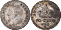 Frankreich 20 Centimes Münze, Napoleon III, Bordeaux, S, Silber -