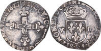 Frankreich 1/8 Ecu Münze, Louis XIII, Bayonne, S+, Silber, KM:44.11 -