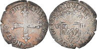 Frankreich 1/8 Ecu Münze, Henri III, Nantes, SS, Silber, Sombart:4664 -