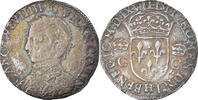 Frankreich Demi Teston Münze, Charles IX, La Rochelle, S+, Silber -