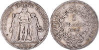 Frankreich 5 Francs Münze, Hercule, Strasbourg, S, Silber, KM:756.2 -
