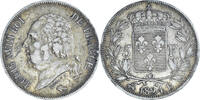 Frankreich 5 Francs Münze, Louis XVIII, Rouen, SS, Silber, KM:711.2 -