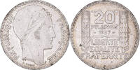 Frankreich 20 Francs Münze, Turin, Paris, SS, Silber, KM:879 -