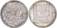Frankreich 20 Francs Münze, Turin, Paris, SS+, Silber, KM:879 -
