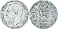 Belgien 5 Francs, 5 Frank Münze, Leopold II, S, Silber, KM:24 -