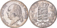 Frankreich 5 Francs Münze, Louis XVIII, Lille, SS, Silber, KM:711.13 -
