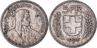 Schweiz 5 Francs Münze, Bern, SS, Silber, KM:40 -
