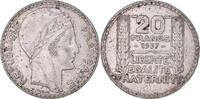 Frankreich 20 Francs Münze, Turin, Paris, SS, Silber, KM:879 -