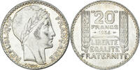 Frankreich 20 Francs Münze, Turin, Paris, VZ+, Silber, KM:879 -