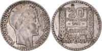 Frankreich 20 Francs Münze, Turin, Paris, Rameaux longs, SS, Silber -