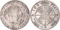 Spanien 100 Pesetas Münze, Caudillo and regent, SS+, Silber -