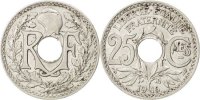 Frankreich 25 Centimes Münze, Lindauer, SS+, Nickel, KM:867 -