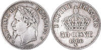 Frankreich 50 Centimes Münze, Napoleon III, Bordeaux, SS, Silber -