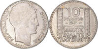 Frankreich 10 Francs Münze, Turin, Paris, VZ+, Silber, KM:878 -