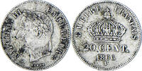 Frankreich 20 Centimes Münze, Napoleon III, Paris, S+, Silber, KM:805.1 -
