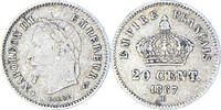Frankreich 20 Centimes Münze, Napoleon III, Strasbourg, S+, Silber -