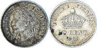 Frankreich 20 Centimes Münze, Napoleon III, Strasbourg, SS, Silber -