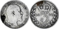 Großbritannien 3 Pence Münze, Edward VII, SS, Silber, KM:797.1 -