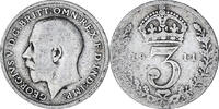 Großbritannien 3 Pence Münze, George V, S, Silber, KM:813 -