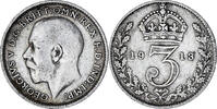 Großbritannien 3 Pence Münze, George V, SS, Silber, KM:813 -
