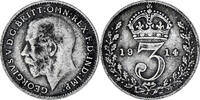 Großbritannien 3 Pence Münze, George V, S+, Silber, KM:813 -