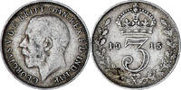 Großbritannien 3 Pence Münze, George V, SS, Silber, KM:813 -