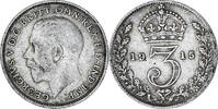 Großbritannien 3 Pence Münze, George V, SS, Silber, KM:813 -