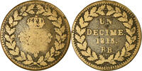 Frankreich Decime Münze, Louis XVIII, Strasbourg, SGE+, Bronze, KM:701 -