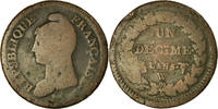 Frankreich Decime Münze, Dupré, Lille, SGE+, Bronze, KM:644.11 -