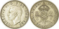 Großbritannien Florin, Two Shillings Münze, George VI, SS+, Silber -