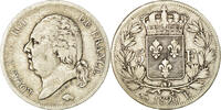 Frankreich 5 Francs Münze, Louis XVIII, Louis XVIII, Rouen, S+, Silber -