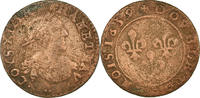 Frankreich Double Tournois Münze, Louis XIII, Double tournois, buste laurée et drapé, Double -
