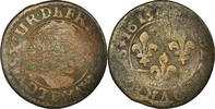 Frankreich Double Tournois Münze, Louis XIII, Double tournois, buste enfantin au col fraisé -